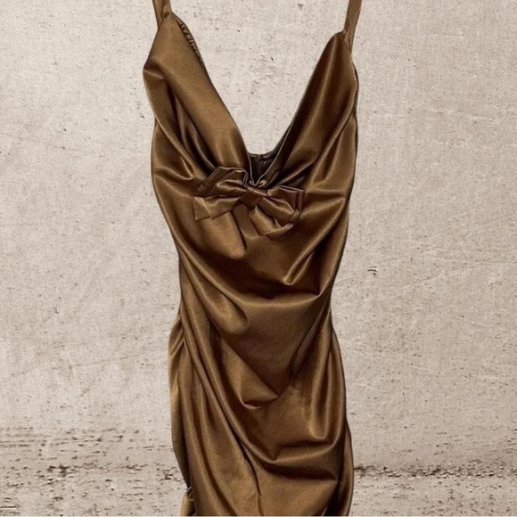 Vintage Lucky 13 Apparel Golden Dinner Cocktail Dress - Picture 5 of 8